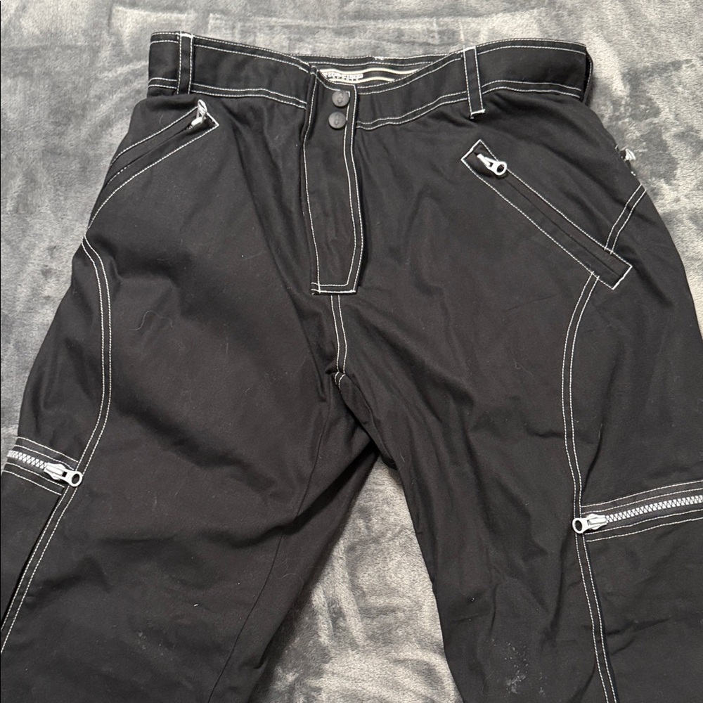 Joe Rocket women’s Black Contrast-Stitch Utility Pants motorcycle padded